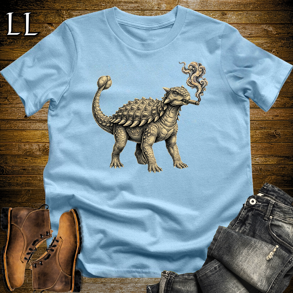 Vintage Cigar Ankylosaurus Softstyle T Shirt Light Blue | Cigar Ankylosaurus Tee