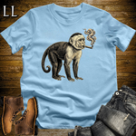 Vintage Cigar Capuchin Monkey Softstyle T Shirt Light Blue | Cigar Capuchin Monkey Tee