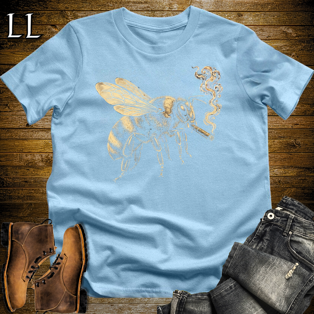 Vintage Cigar Bumblebee Softstyle T Shirt Light Blue | Cigar Bumblebee Tee