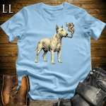 Vintage Cigar Bull Terrier Softstyle T Shirt Light Blue | Cigar Bull Terrier Tee
