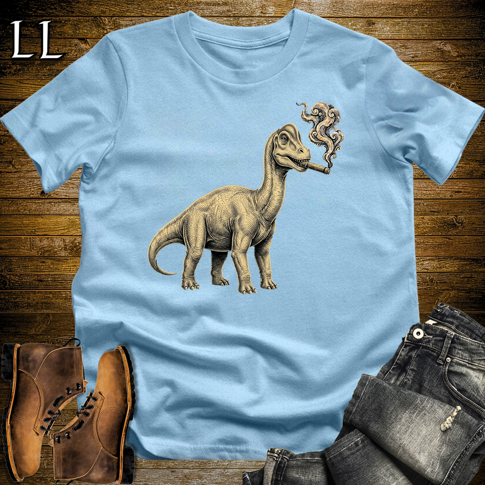 Vintage Cigar Brachiosaurus Softstyle T Shirt Light Blue | Cigar Brachiosaurus Tee