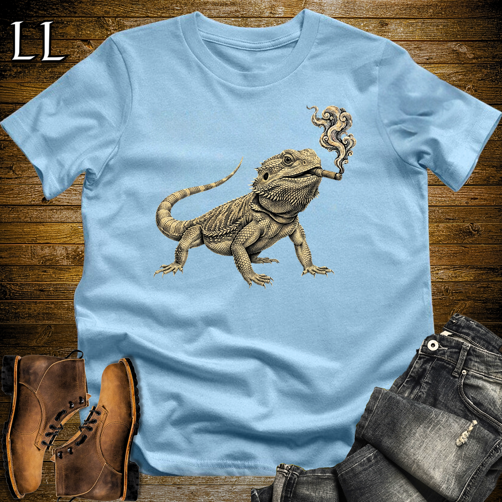 Vintage Cigar Bearded Dragon Softstyle T Shirt Light Blue | Cigar Bearded Dragon Tee
