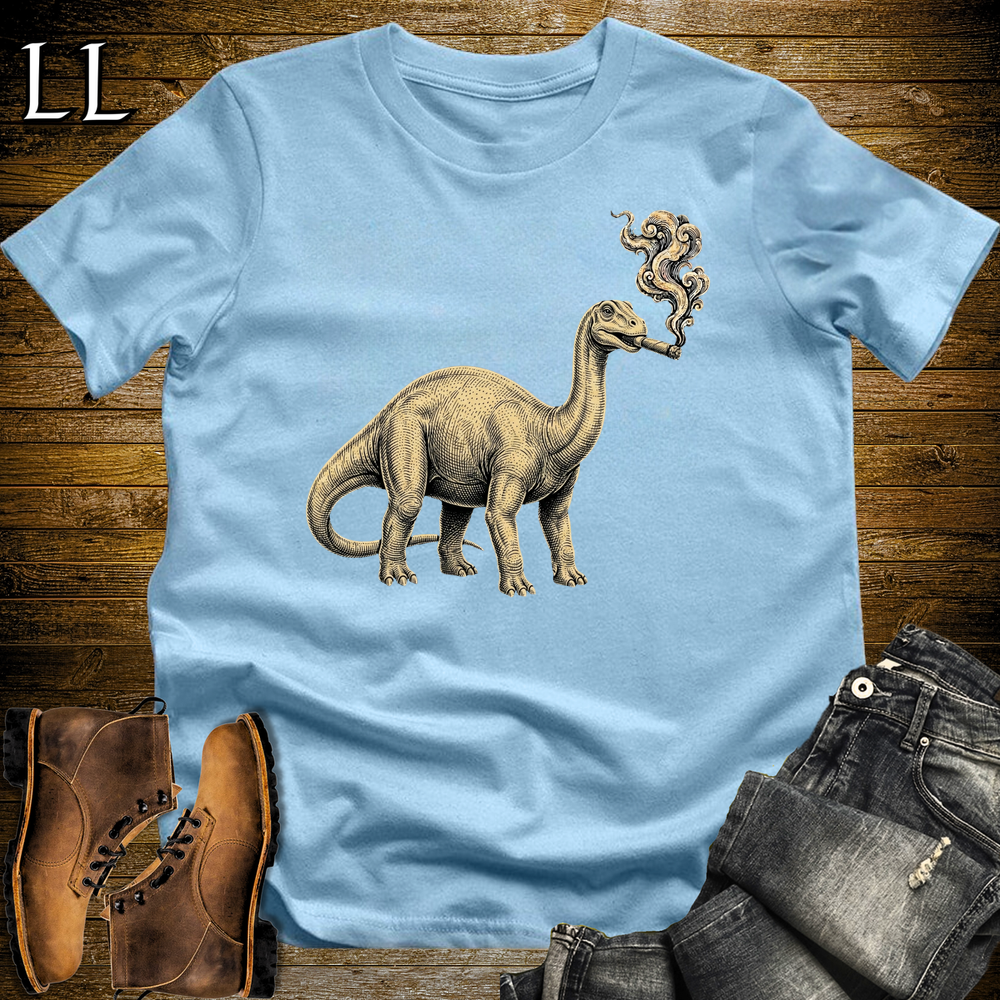Vintage Cigar Apatosaurus Softstyle T Shirt Light Blue | Cigar Apatosaurus Tee
