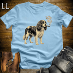 Vintage Cigar King Charles Cavalier Spaniel Softstyle T Shirt Light Blue | Dog Lover Cigar Tee