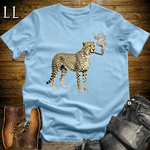 Vintage Cigar Cheetah Softstyle T Shirt Light Blue | Funny Animal Cigar Tee