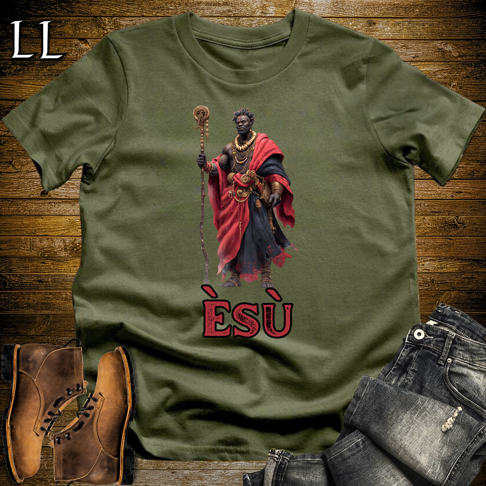 Esu African God Softstyle Tee Military Green | Yoruba Crossroads God Tee