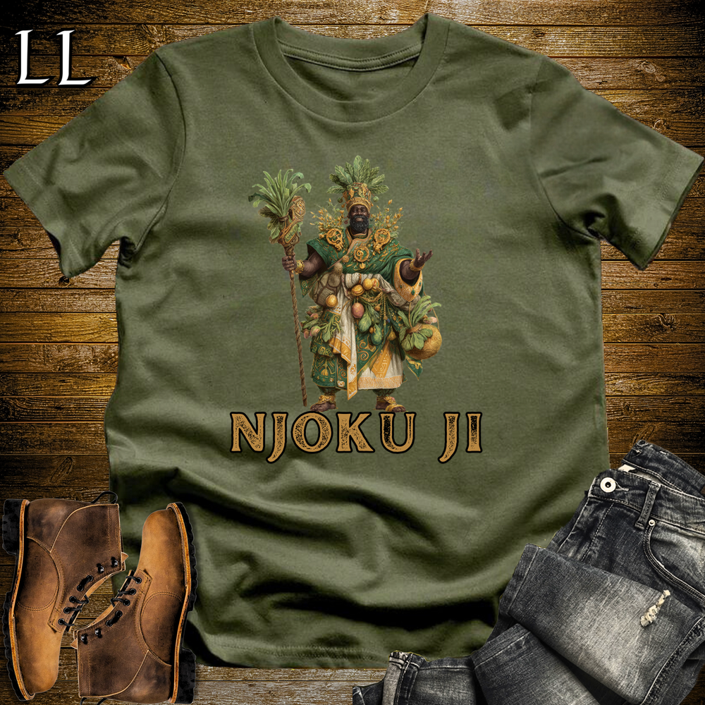 Njoku Ji African God Softstyle Tee - Military Green