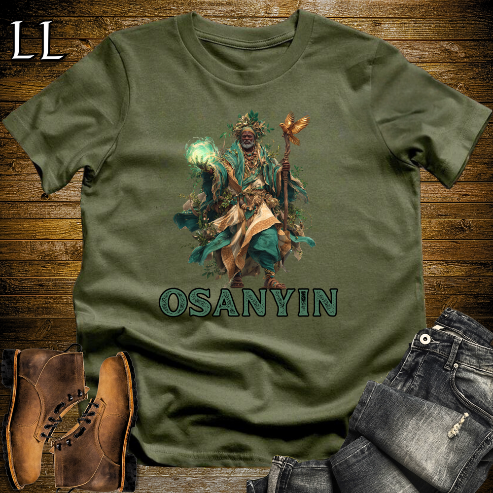 Osanyin African God Softstyle Tee - Military Green