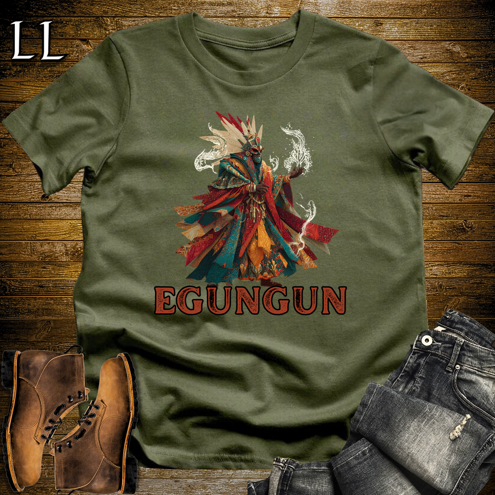 African Egungun Spirits Softstyle Tee Military Green | Yoruba Ancestor Spirit Tee