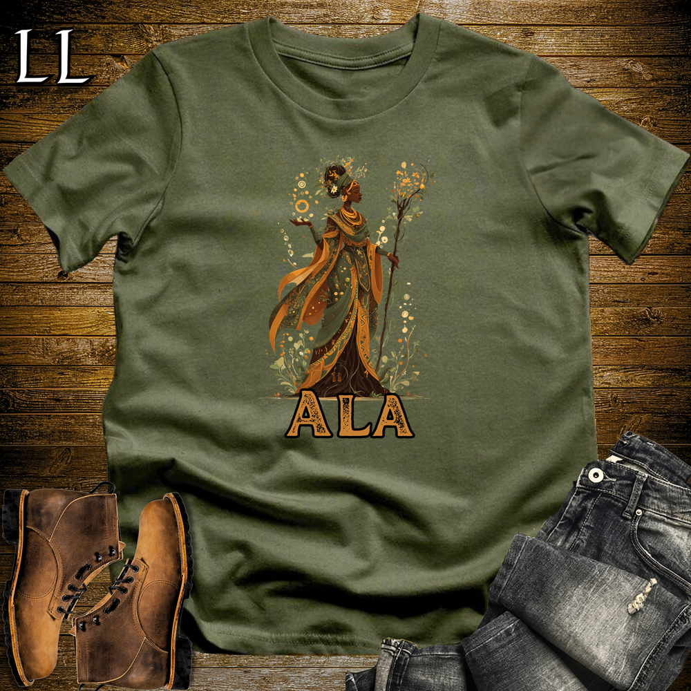 Ala African Goddess Softstyle Tee Military Green | Igbo Earth Goddess Tee