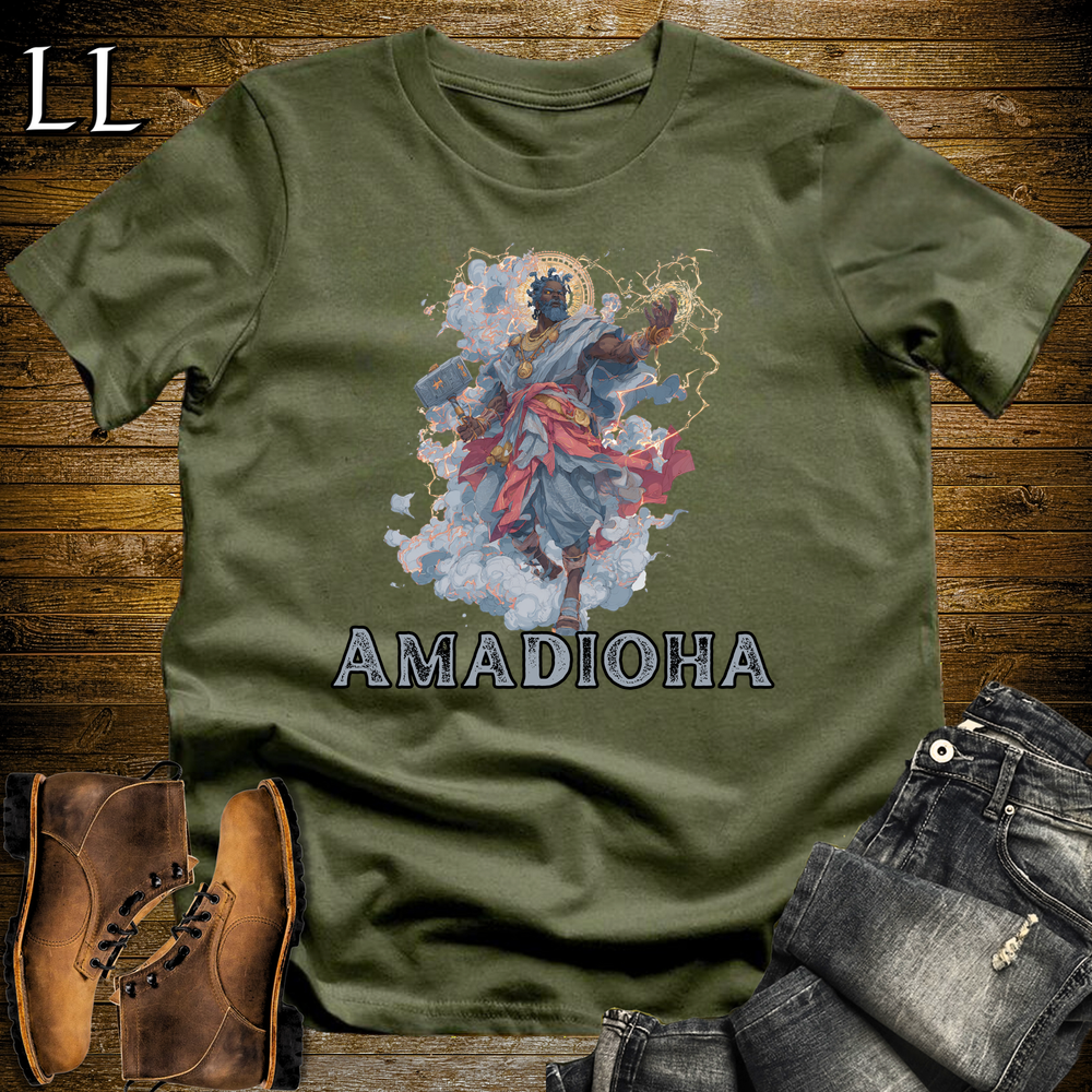 Amadioha African God Softstyle Tee - Military Green