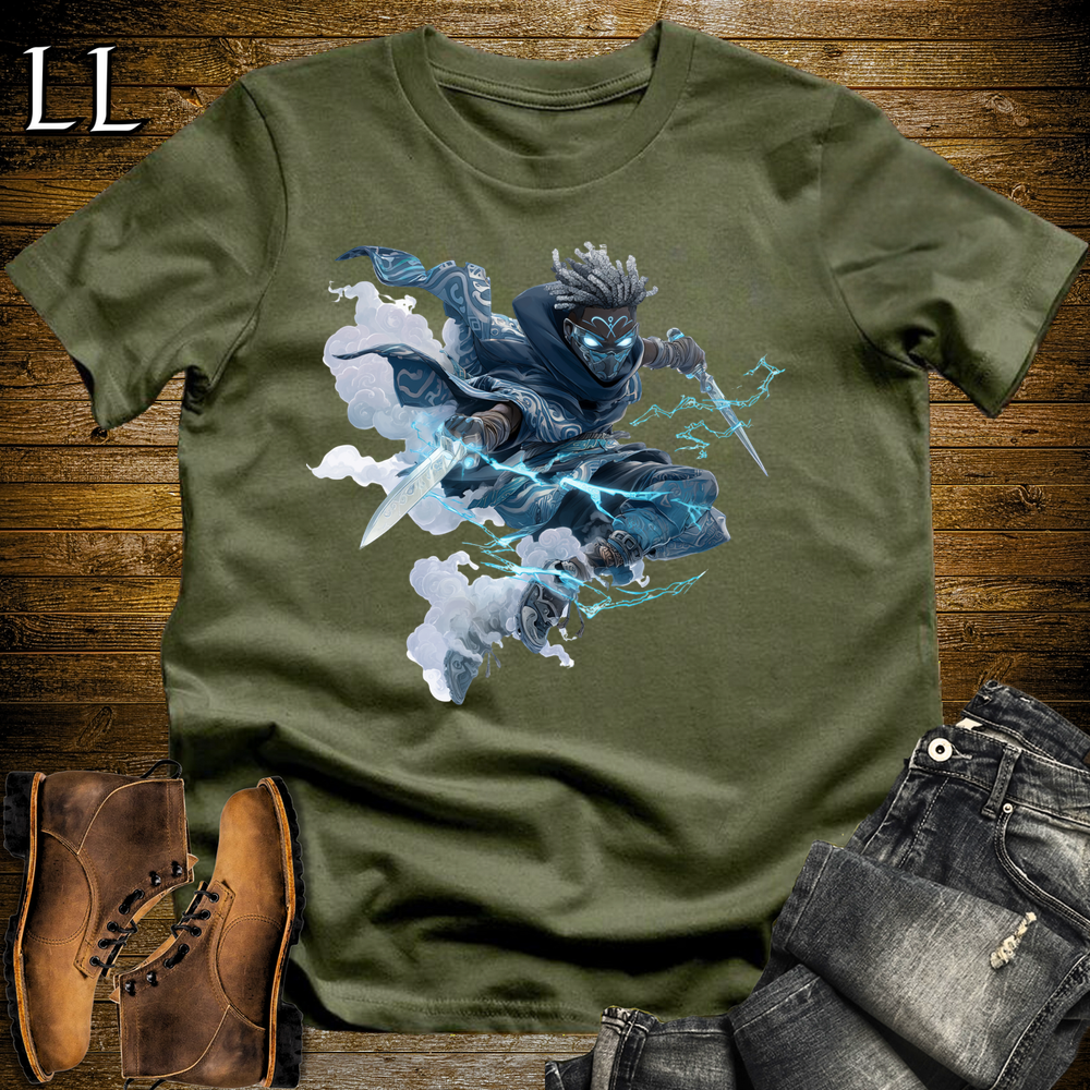 African Lightning Blade Assassin Softstyle Tee Military Green | African Warrior Tee