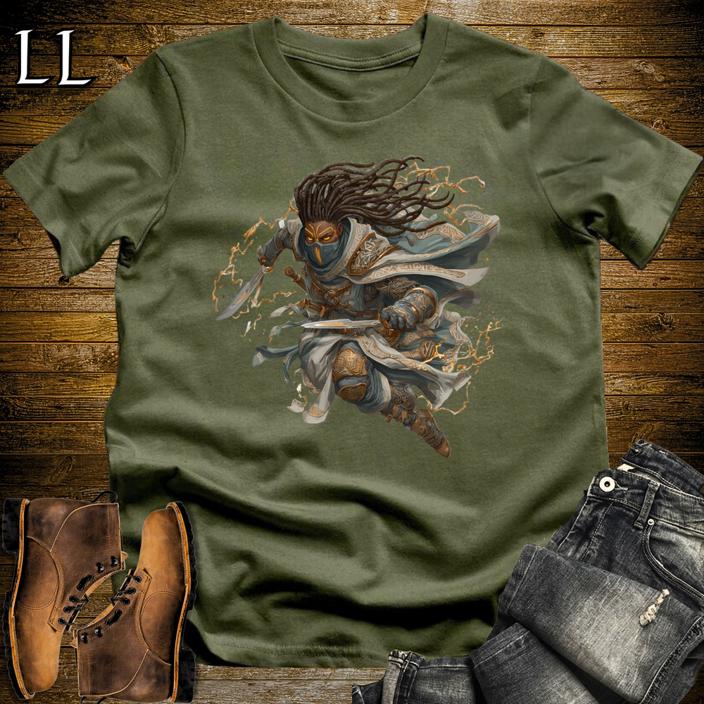 African Ancient Ways Assassin Softstyle Tee Military Green | African Warrior Tee