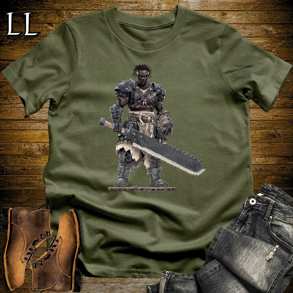 African Gladiator Barbarian Softstyle Tee Military Green | African Warrior Tee