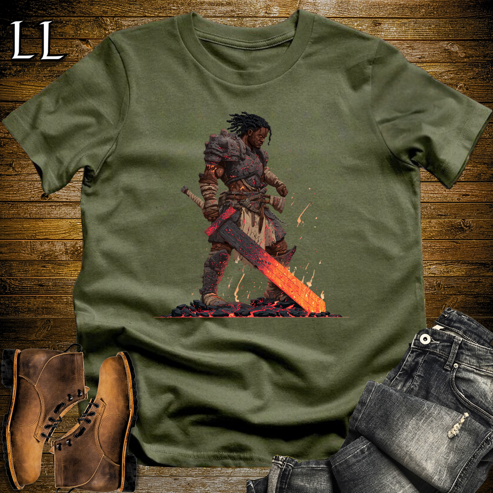 African Fire Barbarian Softstyle Tee Military Green | African Warrior Tee