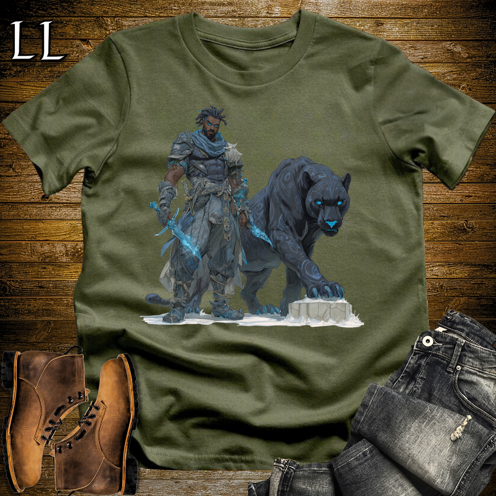 African Runic Black Panther Assassin Softstyle Tee Military Green | African Warrior Tee