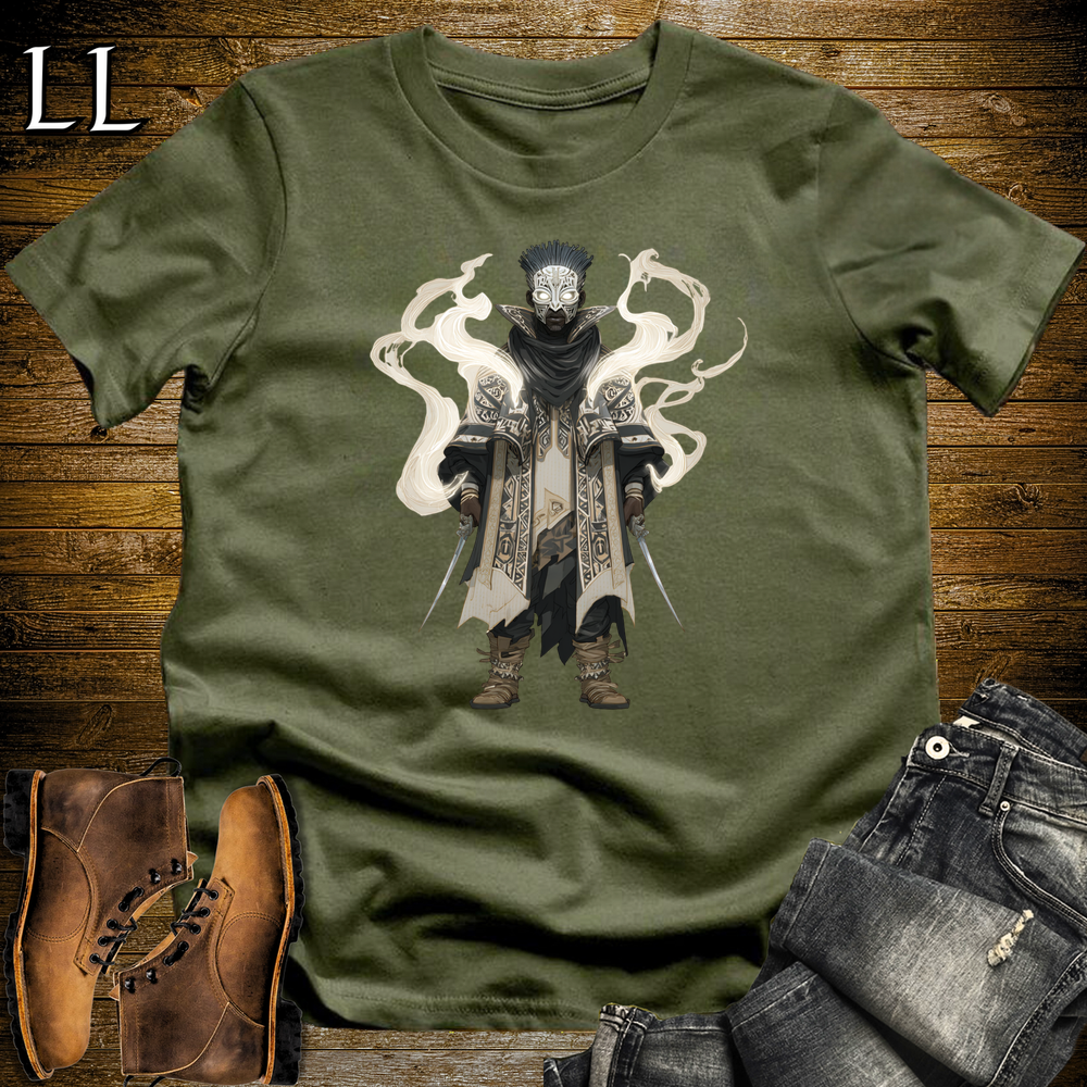 African Spirit Mask Assassin Softstyle Tee Military Green | African Warrior Tee