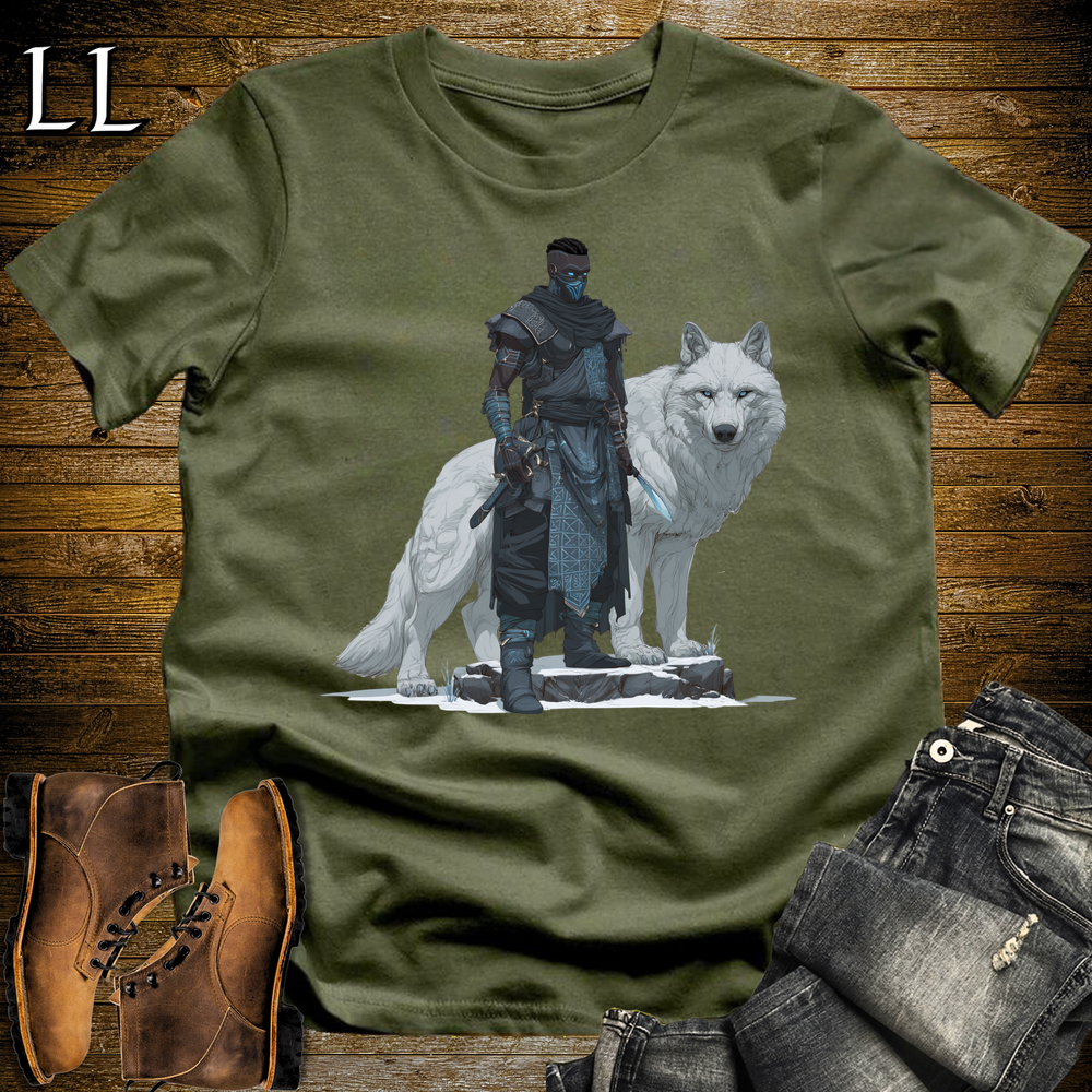 African White Wolf Assassin Softstyle Tee Military Green | African Warrior Tee