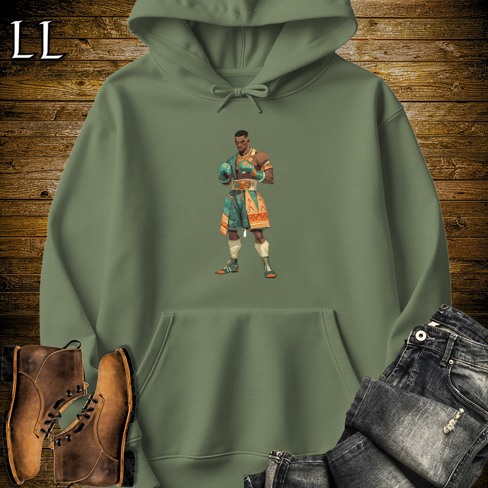 African Boxing Legend Hooded Sweatshirt Military Green | Combat