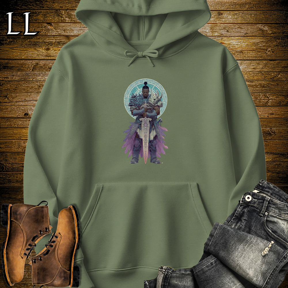 African Ancestral Blademaster Hooded Sweatshirt Military Green | Warrior