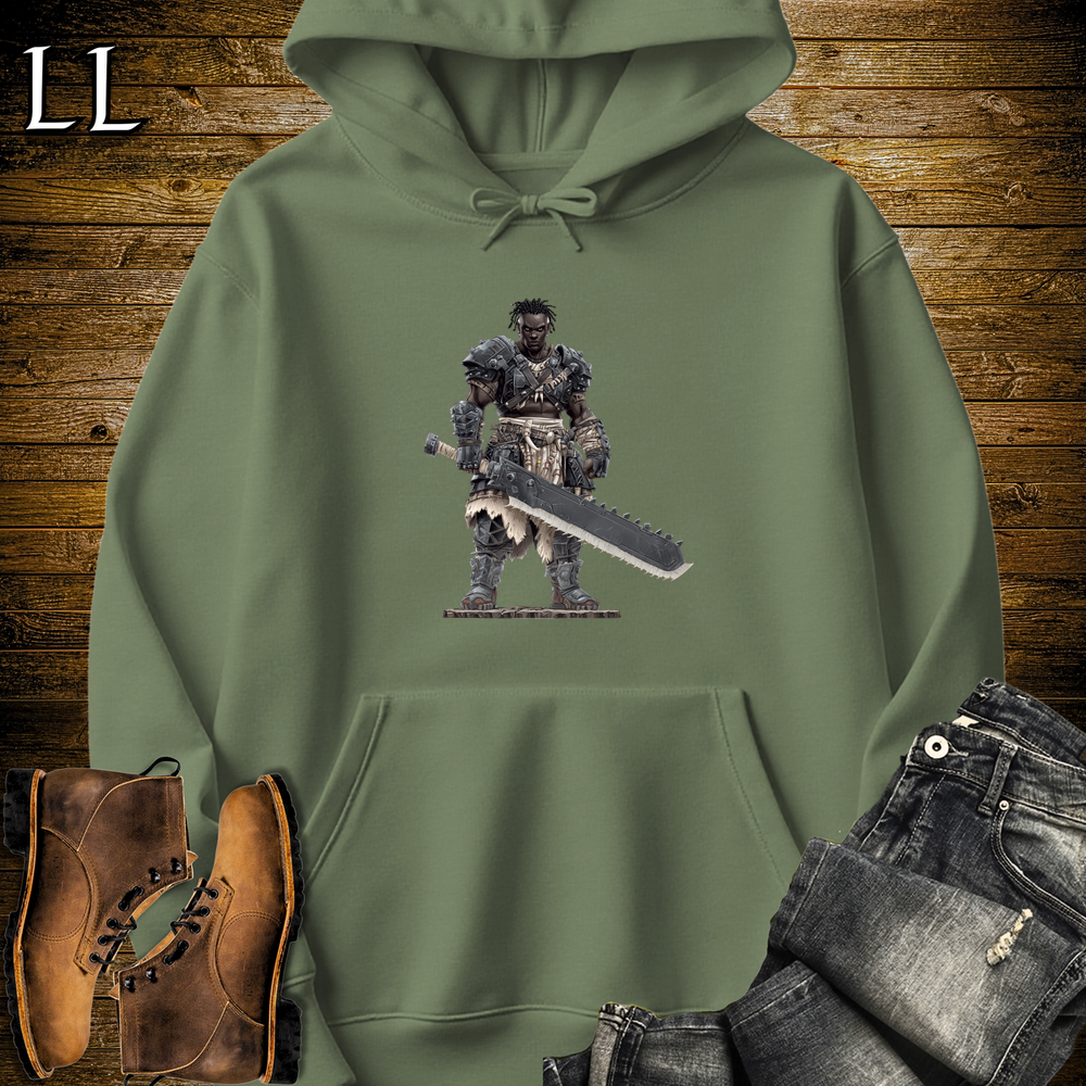 Afrian Gladiator Barbarian Hooded Sweatshirt - Military Green