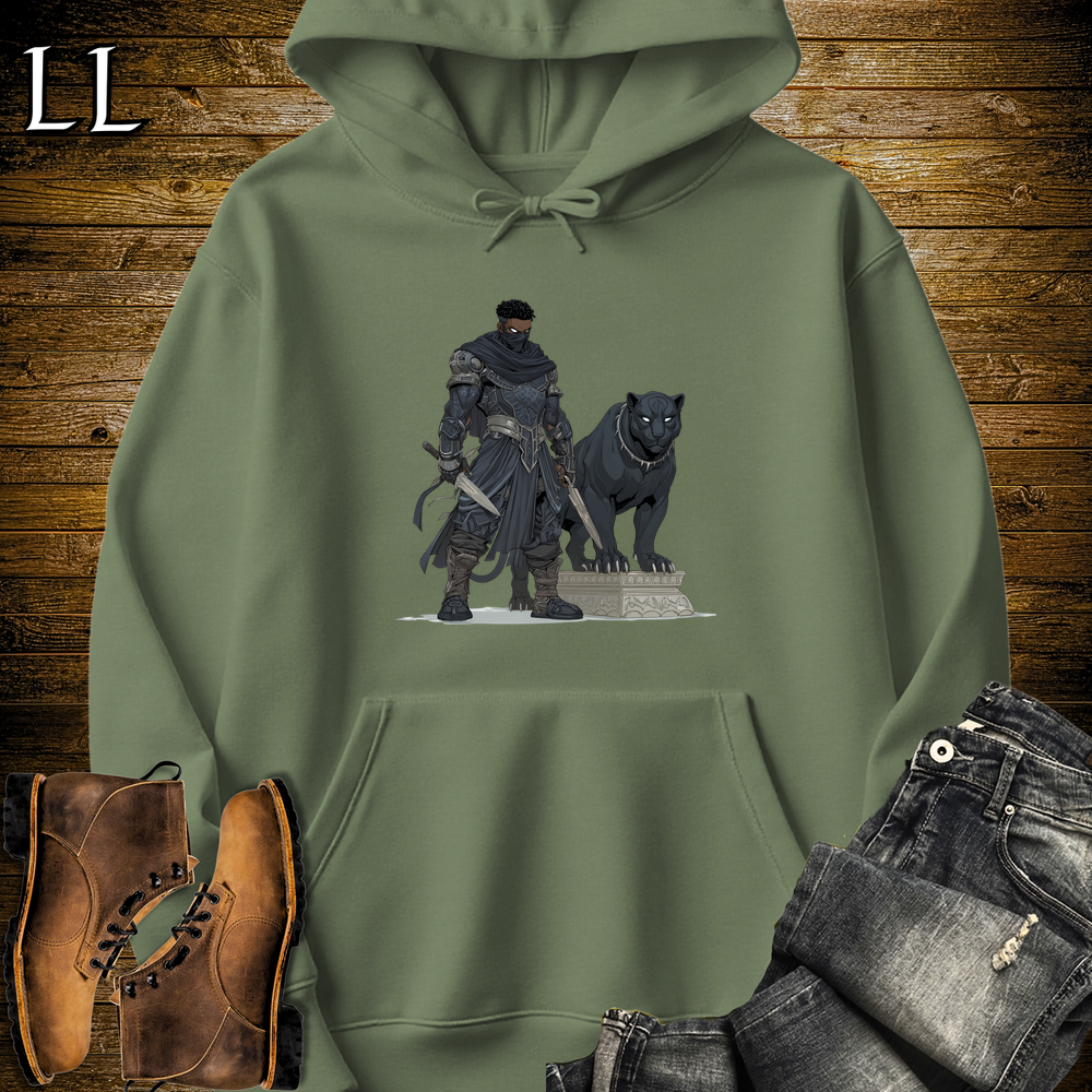 African Black Panther Assassin Hooded Sweatshirt - Military Green