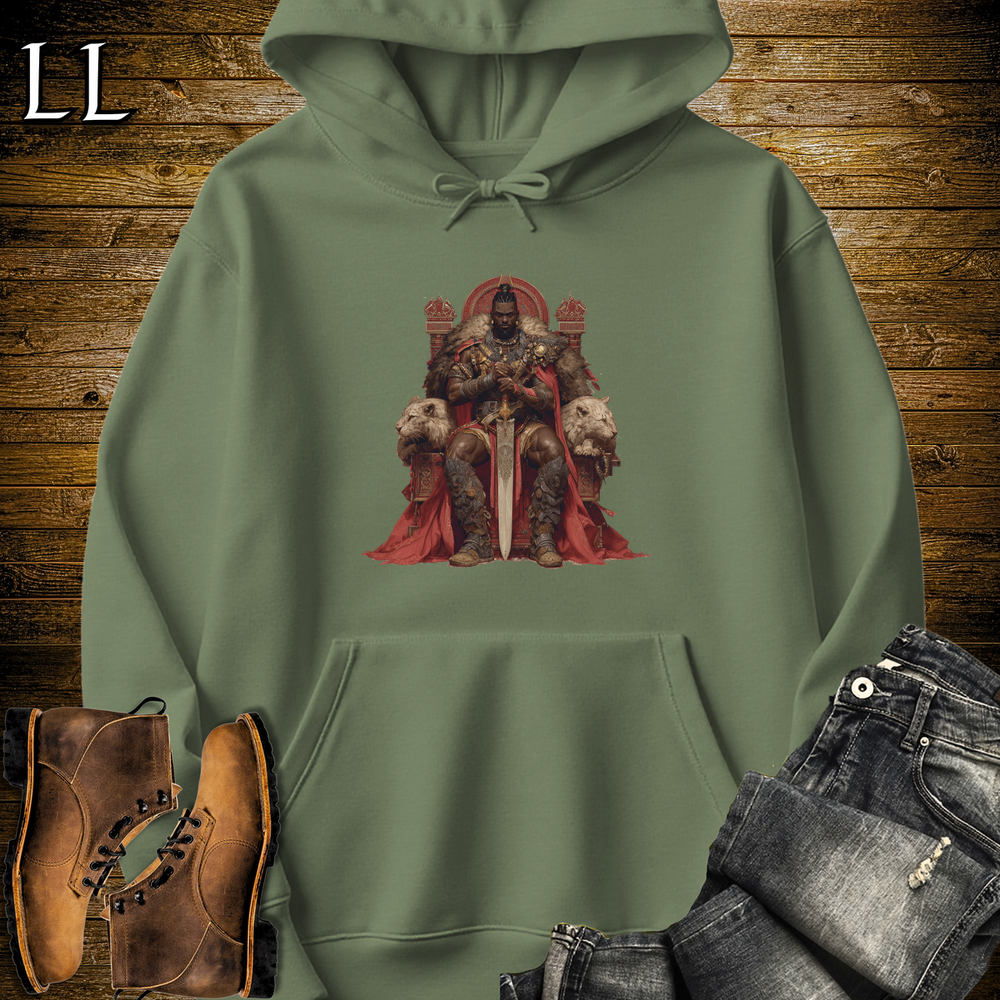 African Beast King Hooded Sweatshirt - Military Green