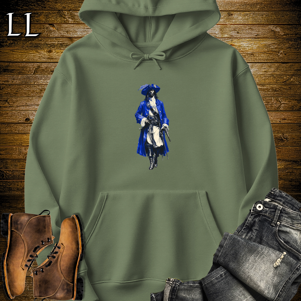 African Blue Pirate King Hooded Sweatshirt - Military Green