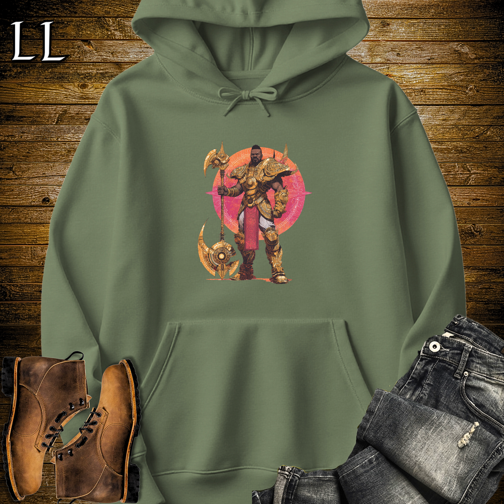 African Galactic Axe King Hooded Sweatshirt Military Green | Galactic Axe