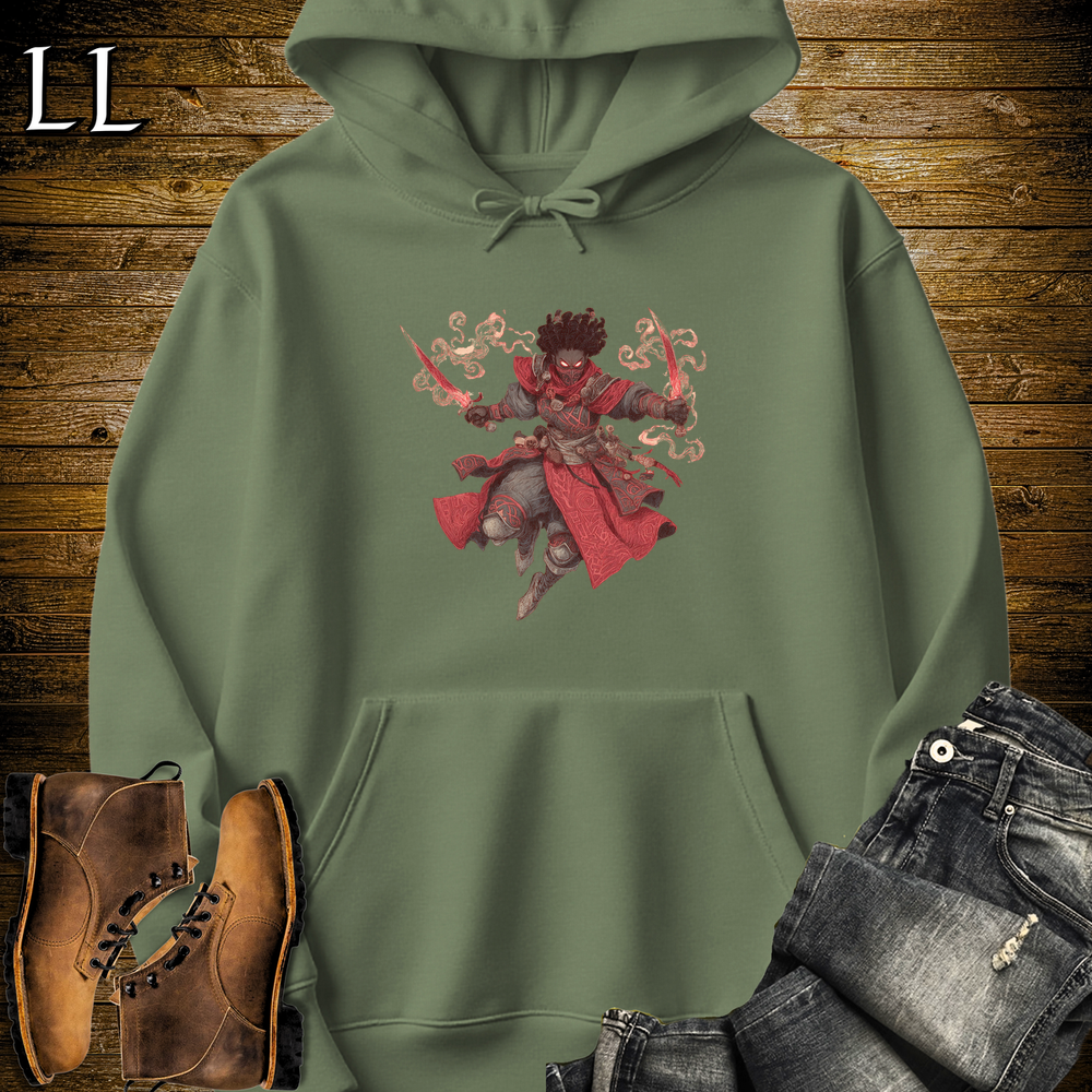 African Flame Assassin Hooded Sweatshirt - Military Green