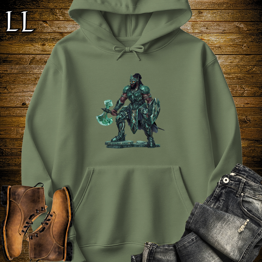African Emerald Warrior Hooded Sweatshirt Military Green | Jewel Warrior