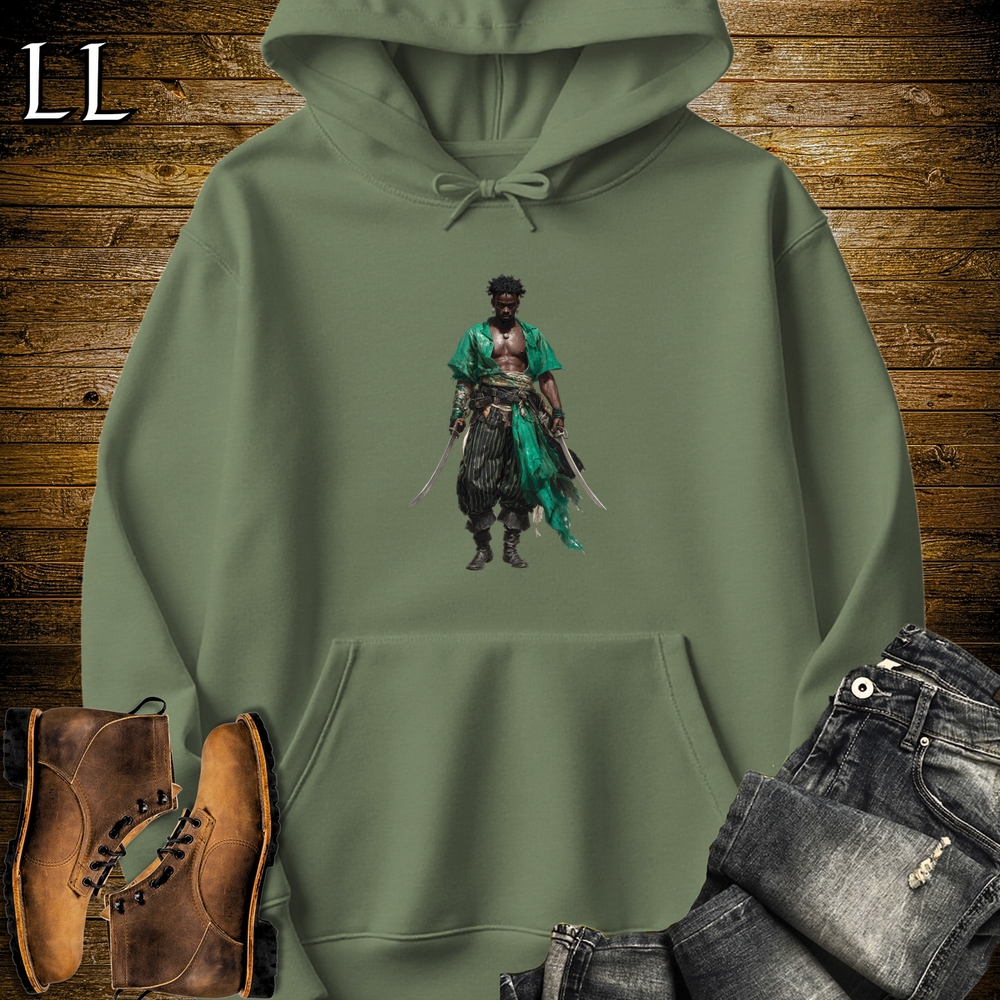 African Emerald Pirate Hooded Sweatshirt Military Green | Pirate Warrior