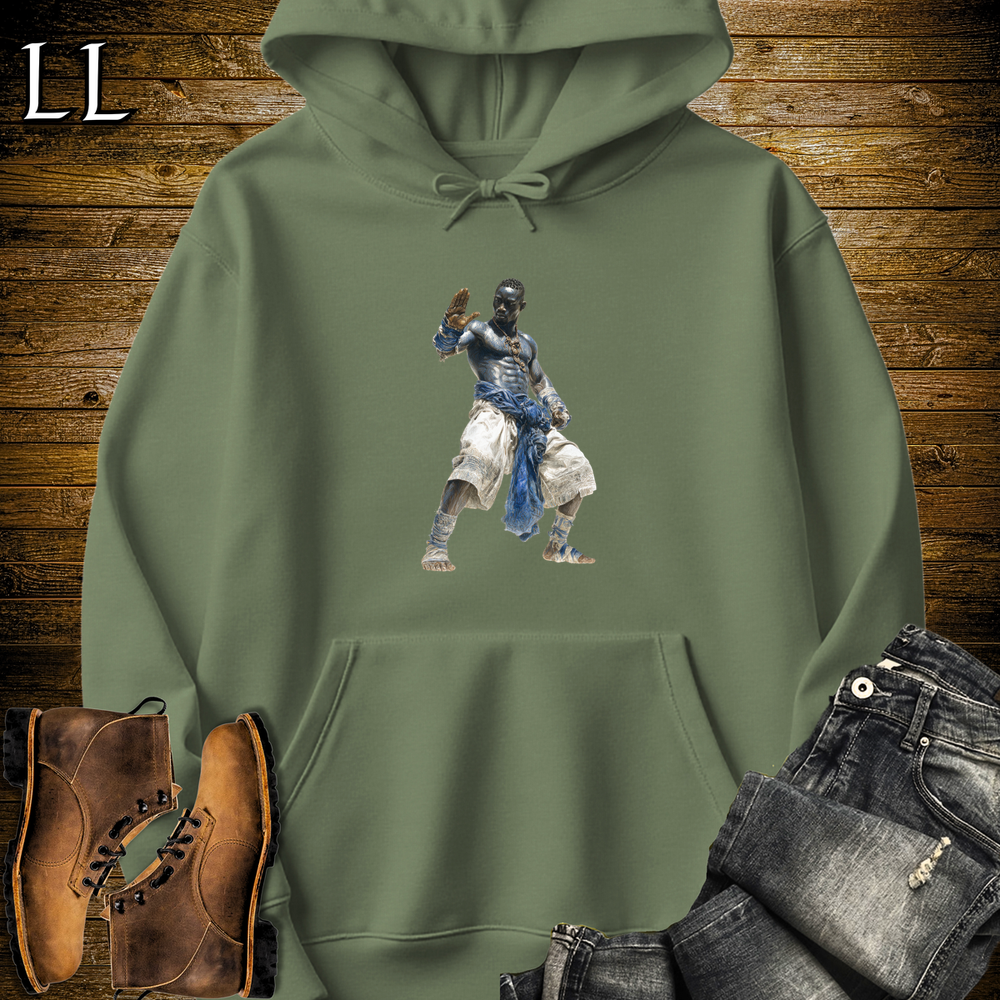 African Dambe Champion Hooded Sweatshirt - Military Green