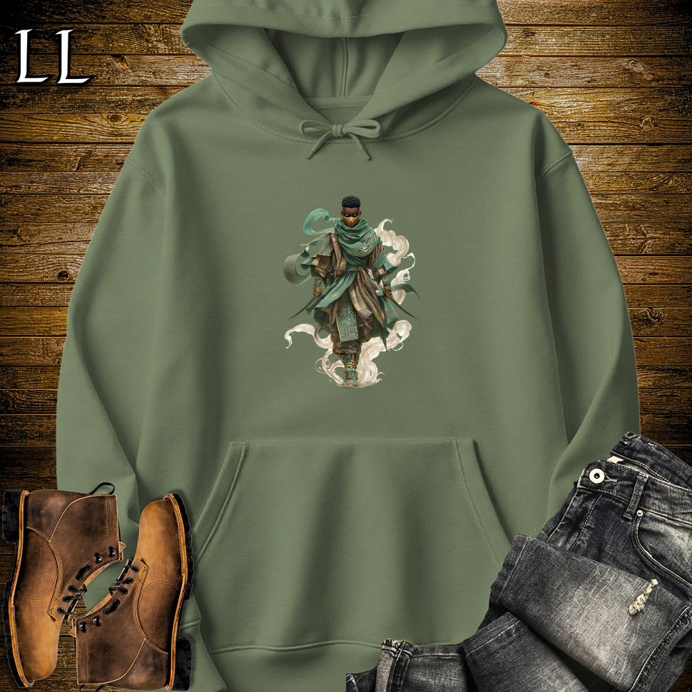 African Desert Wind Assassin Hooded Sweatshirt Military Green | African Warrior Hoodie