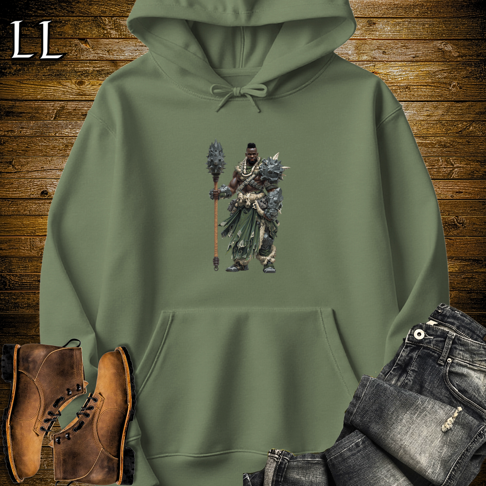 African Steel Mace Warrior Hooded Sweatshirt - Military Green