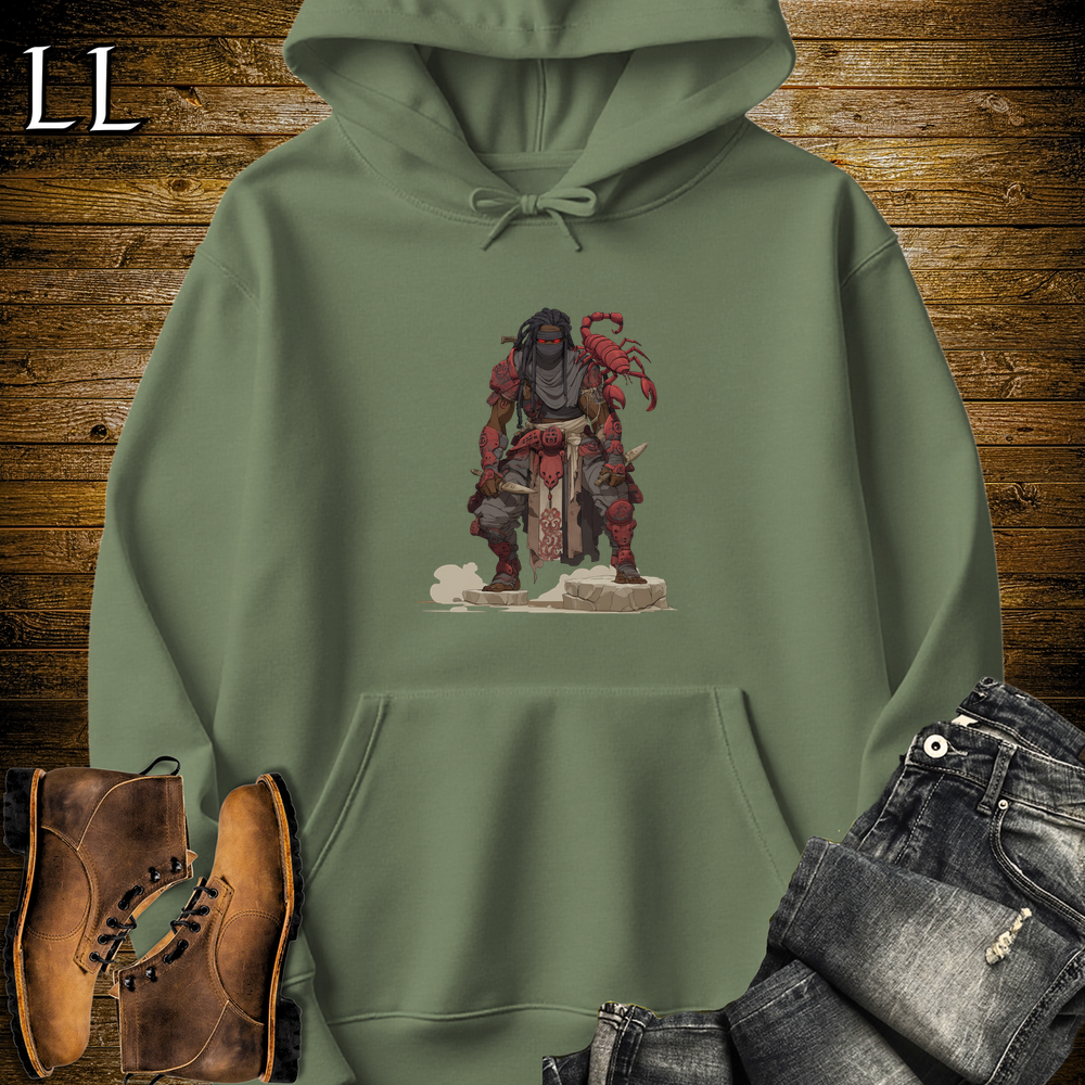 African Scorpion Assassin Hooded Sweatshirt Military Green | African Warrior Hoodie