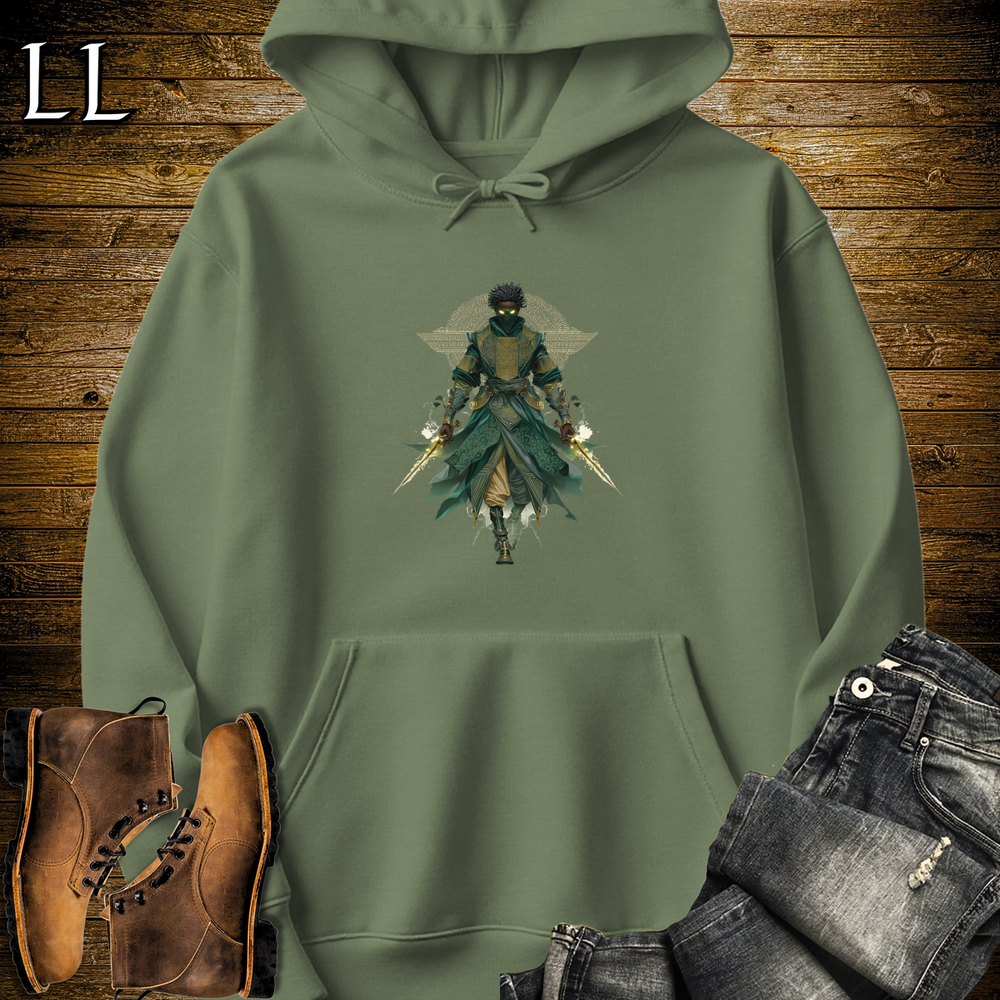 African Sage Assassin Hooded Sweatshirt Military Green | African Warrior Hoodie