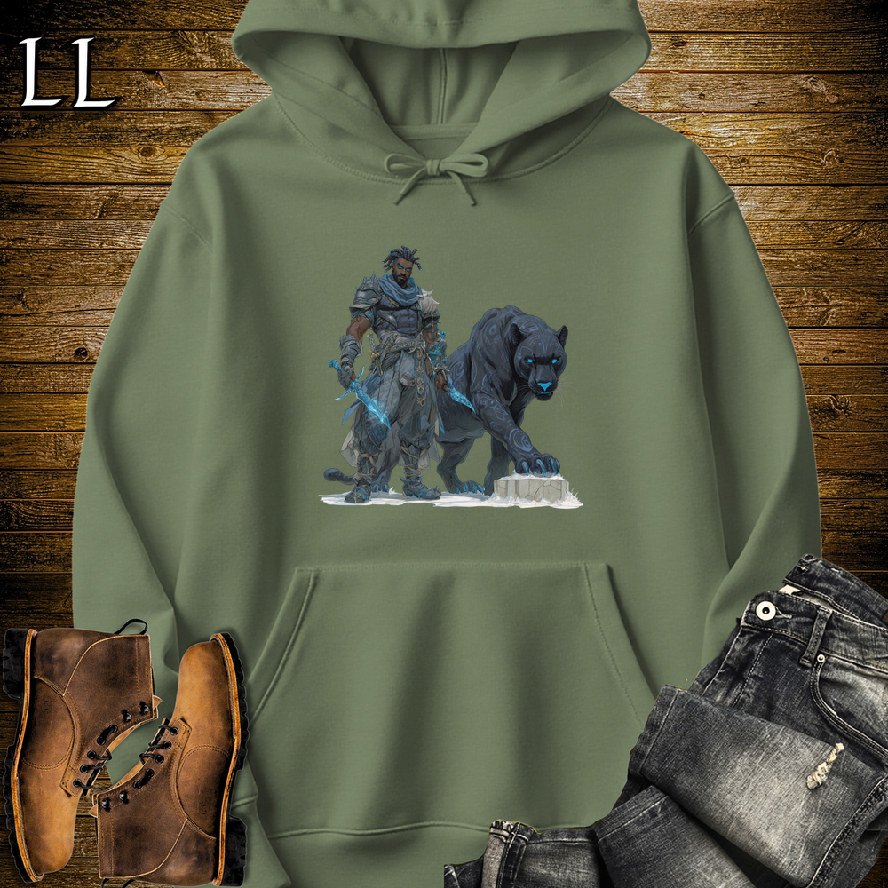 African Runic Black Panther Assassin Hooded Sweatshirt Military Green | African Warrior Hoodie