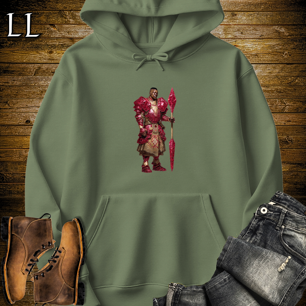 African Ruby Spear Warrior Hooded Sweatshirt - Military Green