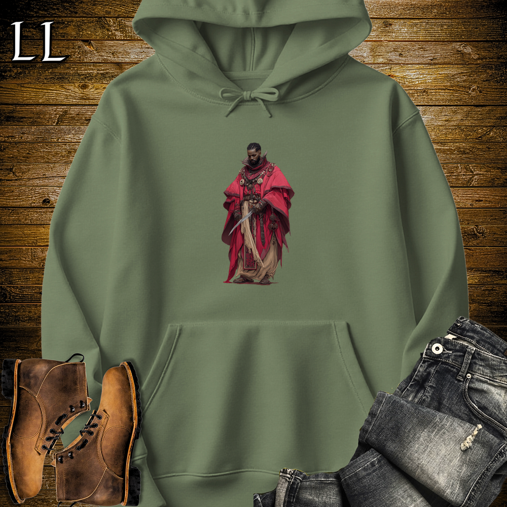 African Red Cloak Assassin Hooded Sweatshirt Military Green | African Warrior Hoodie