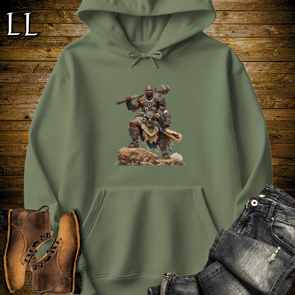 African Tribal Barbarian Hooded Sweatshirt - Military Green