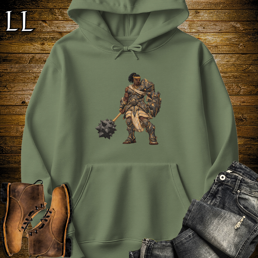 African Stone Barbarian Hooded Sweatshirt Military Green | African Warrior Hoodie