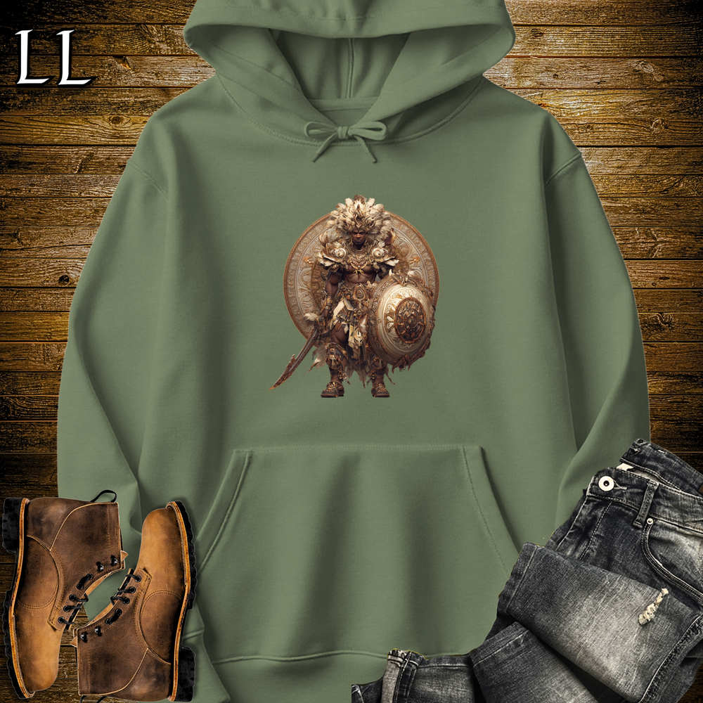 African Warrior King Hooded Sweatshirt - Military Green