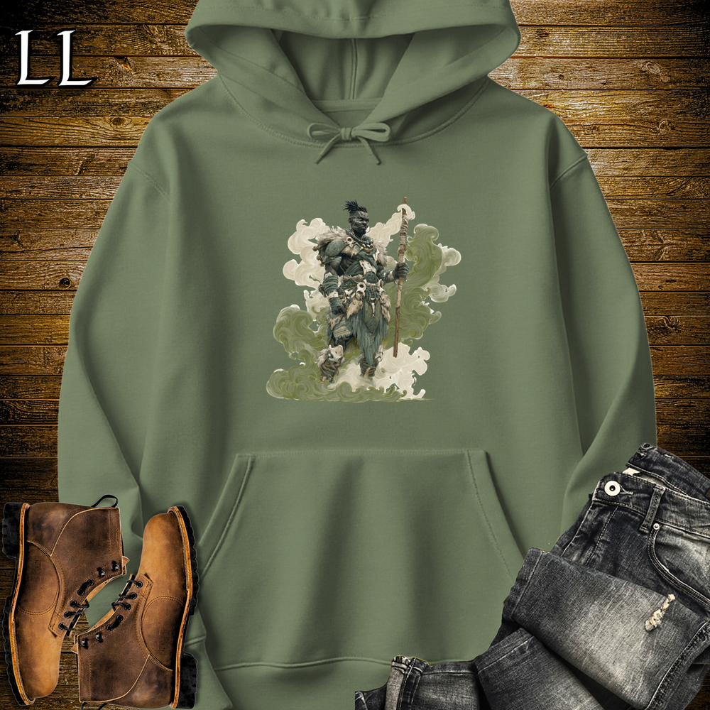 African Warrior Green Hooded Sweatshirt - Military Green