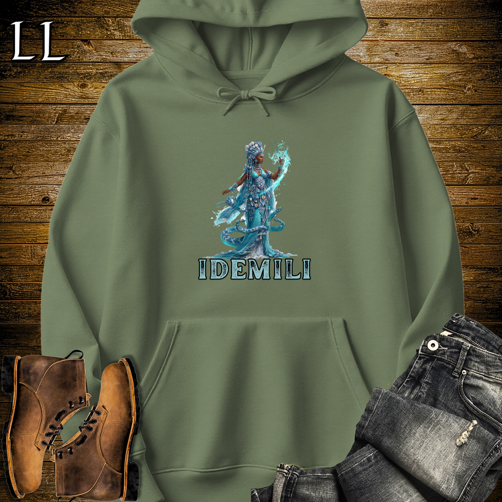 Idemili African Goddess Hooded Sweatshirt Military Green | Water Goddess Power Hoodie