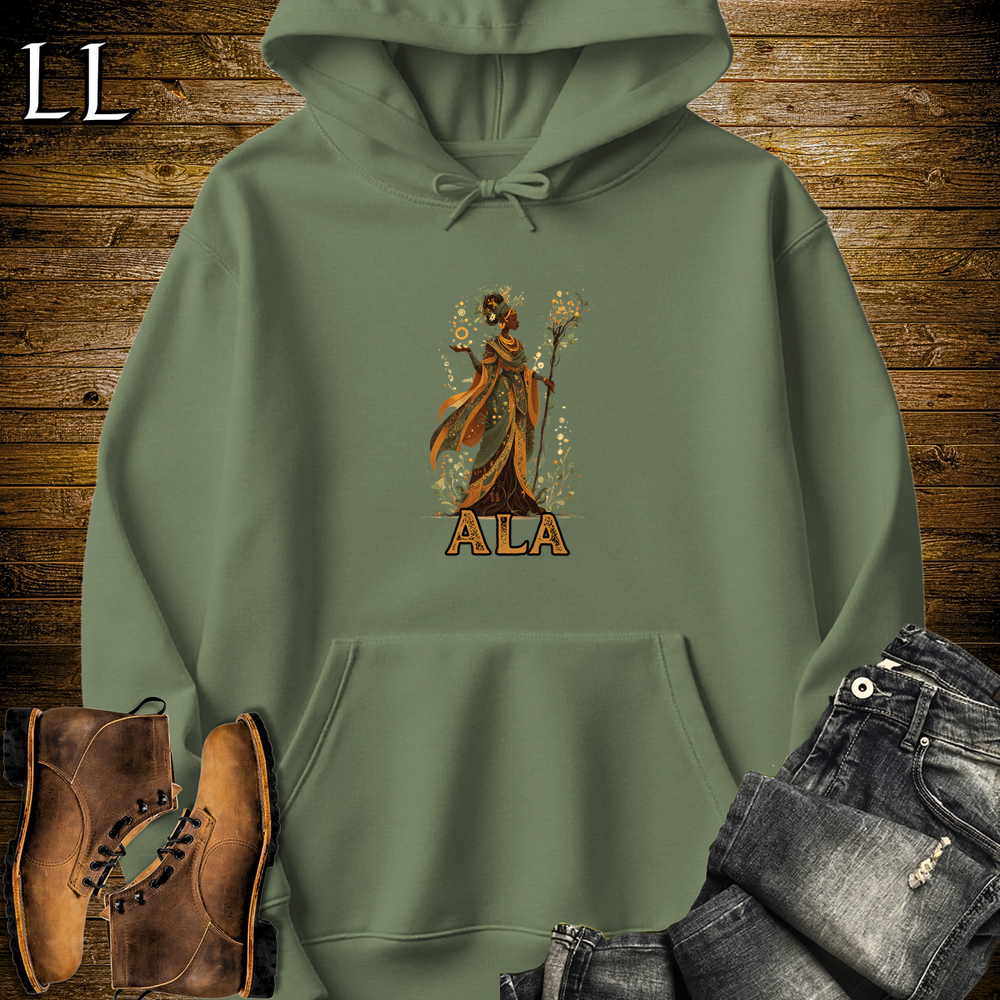 Ala African Goddess Hooded Sweatshirt - Military Green
