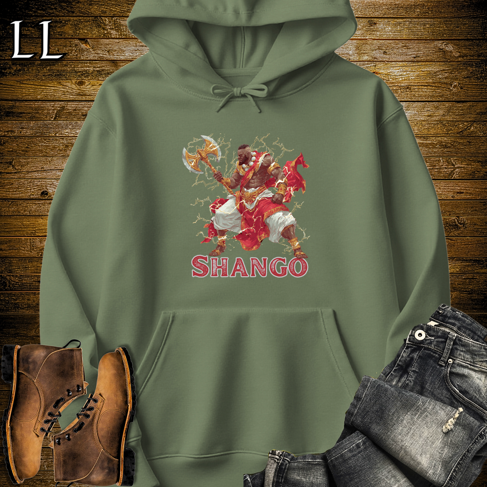 Shango African God Hooded Sweatshirt - Military Green