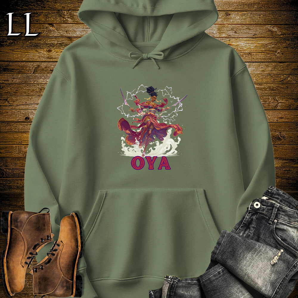 Oya African Goddess Hooded Sweatshirt - Military Green