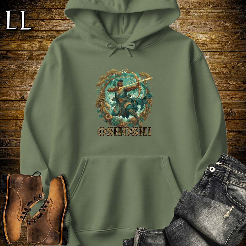 Oshoshi African God Hooded Sweatshirt Military Green | African Orisha God Sweatshirt