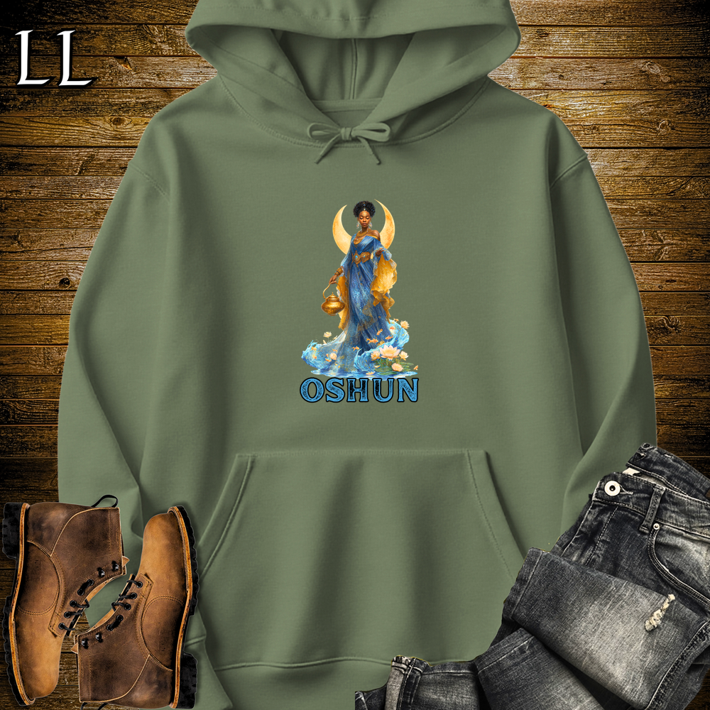 Oshun African Goddess Hooded Sweatshirt - Military Green